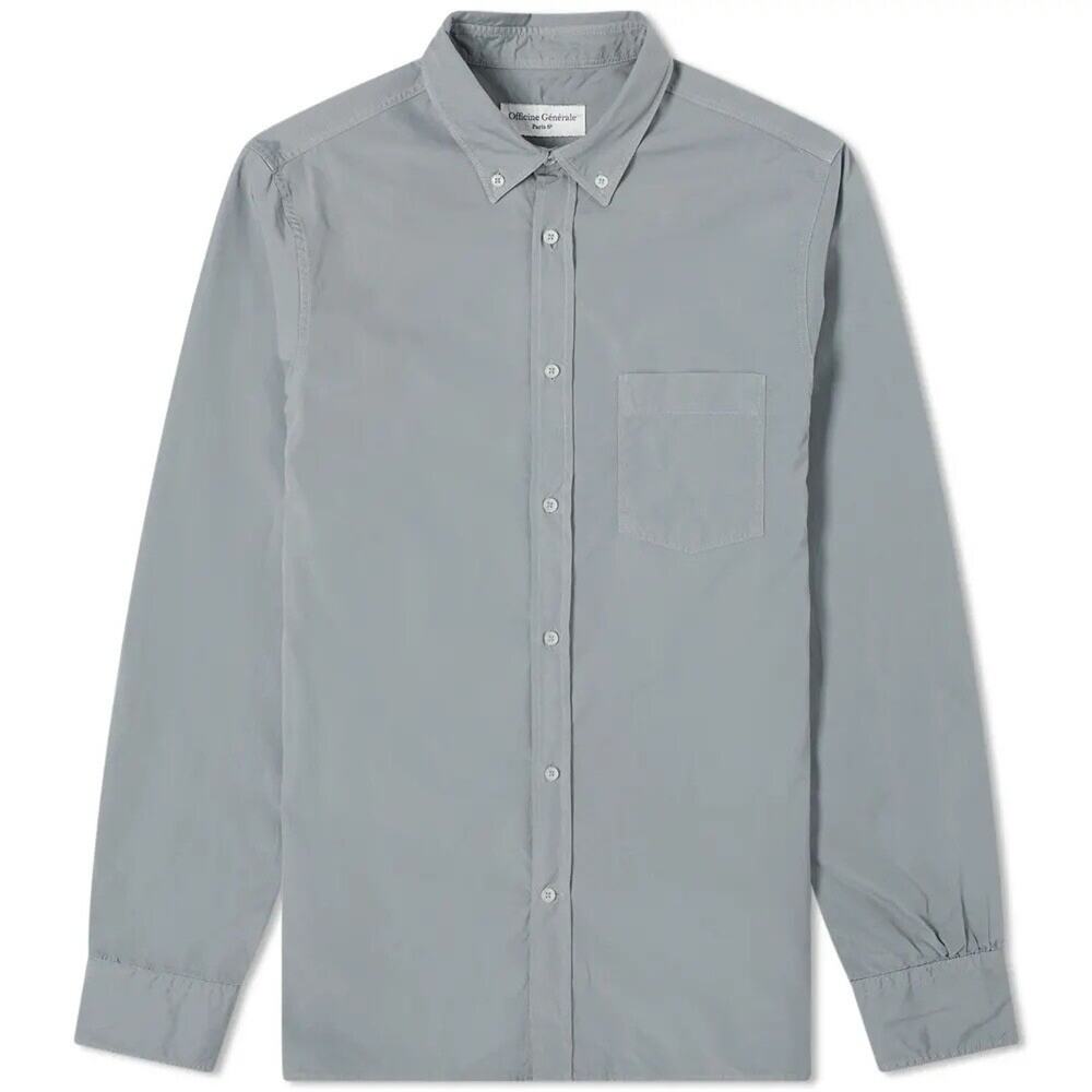 NWT Officine Générale ‘Arsene’ Pigment Dyed Gray Oxford Shirt Size XS $295.00